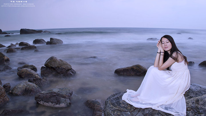 【听海(海景慢门人像)摄影图片】阳江人像